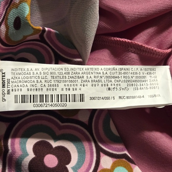 Zara Mini Skirt Womens Size S Pink Geometric Floral Belted Retro Mod - Picture 9 of 9